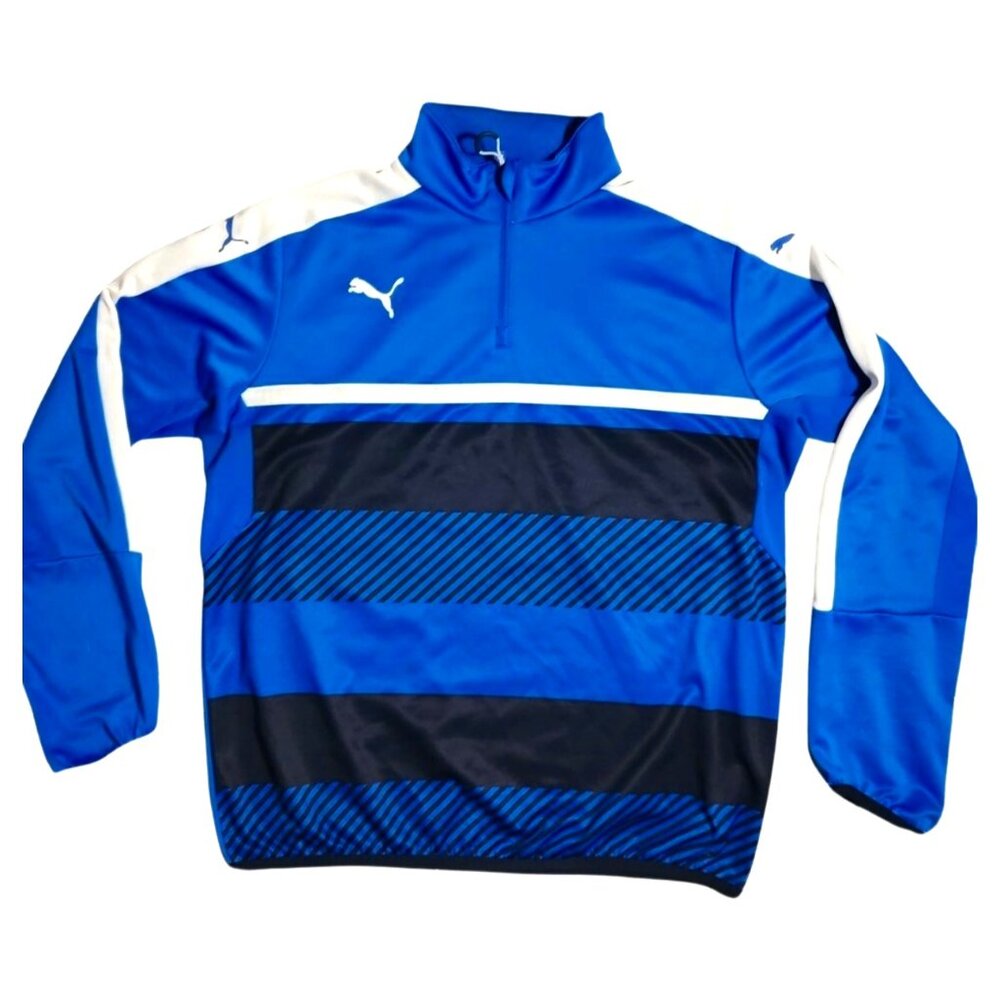 Puma Men Sweater Quarter-Zip - XXL - Blue & White